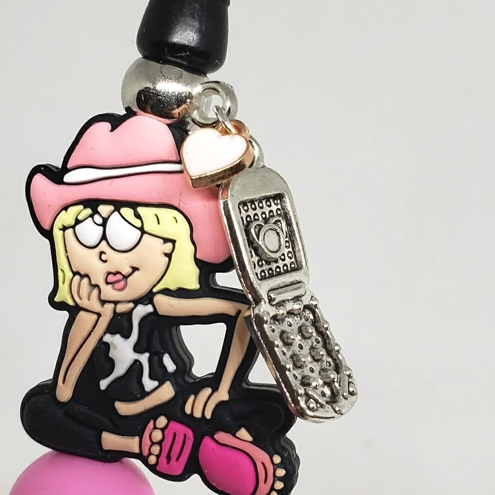 Handmade Lizzie Mcguire Beaded Silicone Focal Bead Pen